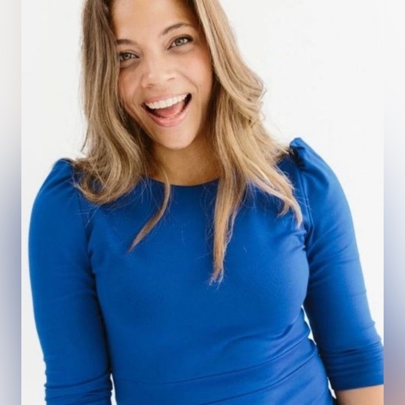 Sonnet James Play Dress Lucie Puff Knee Length Royal Blue L - Picture 2 of 5